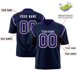 Custom Navy Purple Personalized Shoulder Cut Two-Tone Authentic Football Jersey