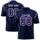 Custom Navy Purple Personalized Shoulder Cut Two-Tone Authentic Football Jersey