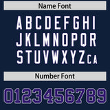 Custom Navy Purple Personalized Shoulder Cut Two-Tone Authentic Football Jersey