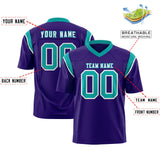 Custom Purple Aqua Personalized Shoulder Cut Two-Tone Authentic Football Jersey