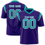Custom Purple Aqua Personalized Shoulder Cut Two-Tone Authentic Football Jersey