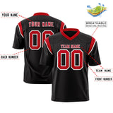 Custom Black Red Personalized Shoulder Cut Two-Tone Authentic Football Jersey