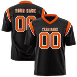 Custom Black Orange Personalized Shoulder Cut Two-Tone Authentic Football Jersey
