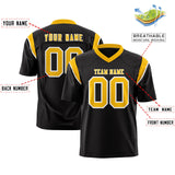 Custom Black Yellow Personalized Shoulder Cut Two-Tone Authentic Football Jersey