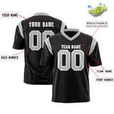 Custom Black Gray Personalized Shoulder Cut Two-Tone Authentic Football Jersey