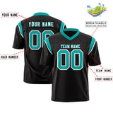 Custom Black Aqua Personalized Shoulder Cut Two-Tone Authentic Football Jersey