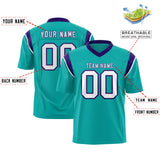 Custom Aqua Purple Personalized Shoulder Cut Two-Tone Authentic Football Jersey