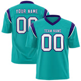 Custom Aqua Purple Personalized Shoulder Cut Two-Tone Authentic Football Jersey