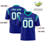 Custom Royal Aqua Personalized Shoulder Cut Two-Tone Authentic Football Jersey