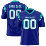 Custom Royal Aqua Personalized Shoulder Cut Two-Tone Authentic Football Jersey