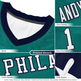 Custom Black Aqua Personalized Shoulder Cut Two-Tone Authentic Football Jersey