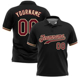 Custom Black Crimson-Khaki Design Performance Polo Shirt