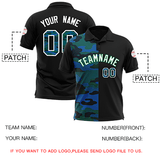 Custom Black Camo Split Fashion Authentic Performance Polo Shirt