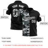 Custom Black Camo Split Fashion Authentic Performance Polo Shirt