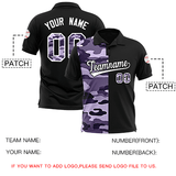 Custom Black Camo Split Fashion Authentic Performance Polo Shirt