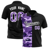 Custom Black Camo Split Fashion Authentic Performance Polo Shirt