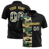 Custom Black Camo Split Fashion Authentic Performance Polo Shirt