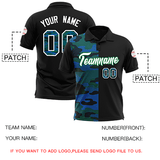 Custom Black Camo Split Fashion Authentic Performance Polo Shirt