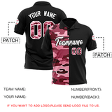 Custom Black Camo Split Fashion Authentic Performance Polo Shirt