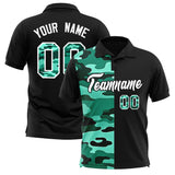 Custom Black Camo Split Fashion Authentic Performance Polo Shirt