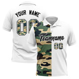 Custom White Camo Split Fashion Authentic Performance Polo Shirt