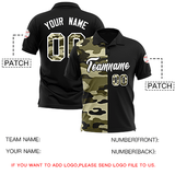 Custom Black Camo Split Fashion Authentic Performance Polo Shirt
