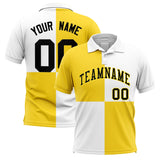 Custom Gold White Four Squares Design Performance Polo Shirt