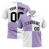 Custom Light Purple White Four Squares Design Performance Polo Shirt