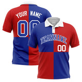 Custom Royal Red Four Squares Design Performance Polo Shirt