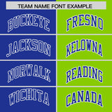 Custom Royal Neon Green Four Squares Design Performance Polo Shirt