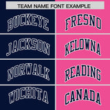 Custom Navy Pink Four Squares Design Performance Polo Shirt