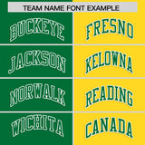Custom Kelly Green Gold Four Squares Design Performance Polo Shirt