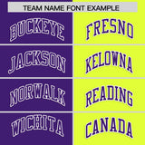 Custom Purple Fluorescent Green Four Squares Design Performance Polo Shirt