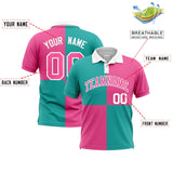 Custom Aqua Pink Four Squares Design Performance Polo Shirt