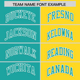 Custom Aqua Gold Four Squares Design Performance Polo Shirt