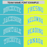 Custom Sky Blue Fluorescent Green Four Squares Design Performance Polo Shirt