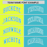 Custom Fluorescent Green Sky Blue Four Squares Design Performance Polo Shirt