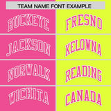 Custom Pink Fluorescent Green Four Squares Design Performance Polo Shirt