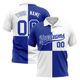 Custom White Royal Four Squares Design Performance Polo Shirt