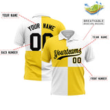 Custom Gold White Four Squares Design Performance Polo Shirt