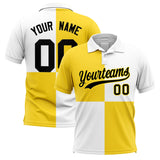Custom Gold White Four Squares Design Performance Polo Shirt
