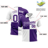 Custom Purple White Four Squares Design Performance Polo Shirt