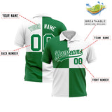 Custom Kelly Green White Four Squares Design Performance Polo Shirt