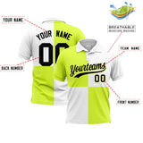 Custom Fluorescent Green White Four Squares Design Performance Polo Shirt