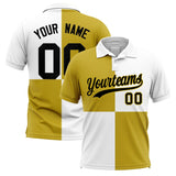Custom Old Gold White Four Squares Design Performance Polo Shirt