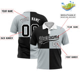 Custom Black Silver Four Squares Design Performance Polo Shirt