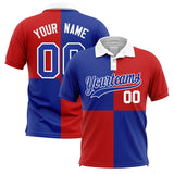 Custom Royal Red Four Squares Design Performance Polo Shirt
