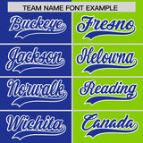 Custom Royal Neon Green Four Squares Design Performance Polo Shirt