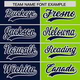 Custom Navy Neon Green Four Squares Design Performance Polo Shirt