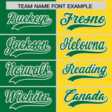 Custom Kelly Green Gold Four Squares Design Performance Polo Shirt